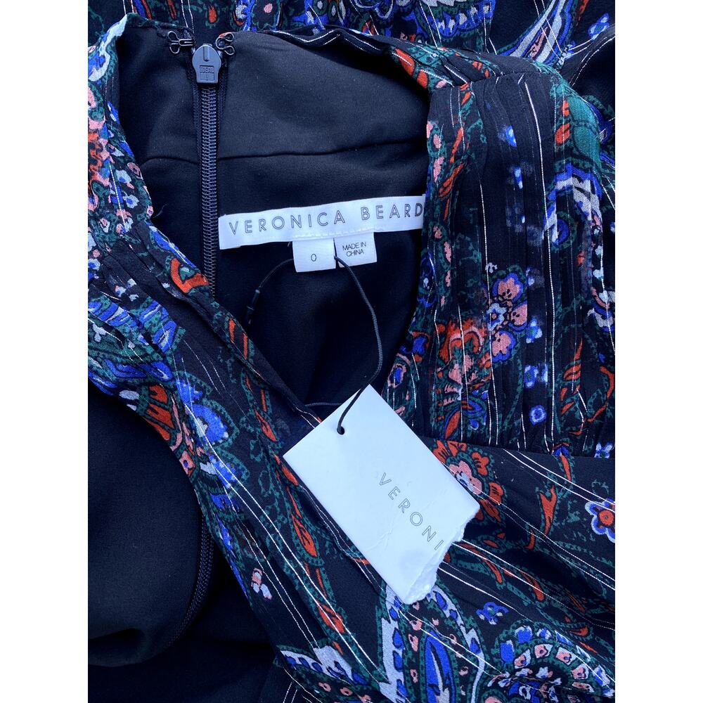 Veronica Beard Kailani Top Paisley Metallic Black Multi 0 - Picture 3 of 7
